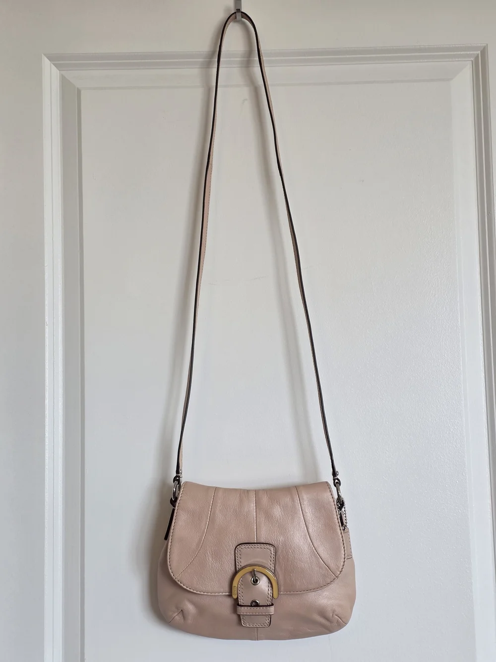 Coach Blush Pink Leather Crossbody with Gold-Tone Buckle